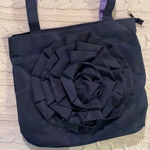 Navy and Purple Flower Accent Bag